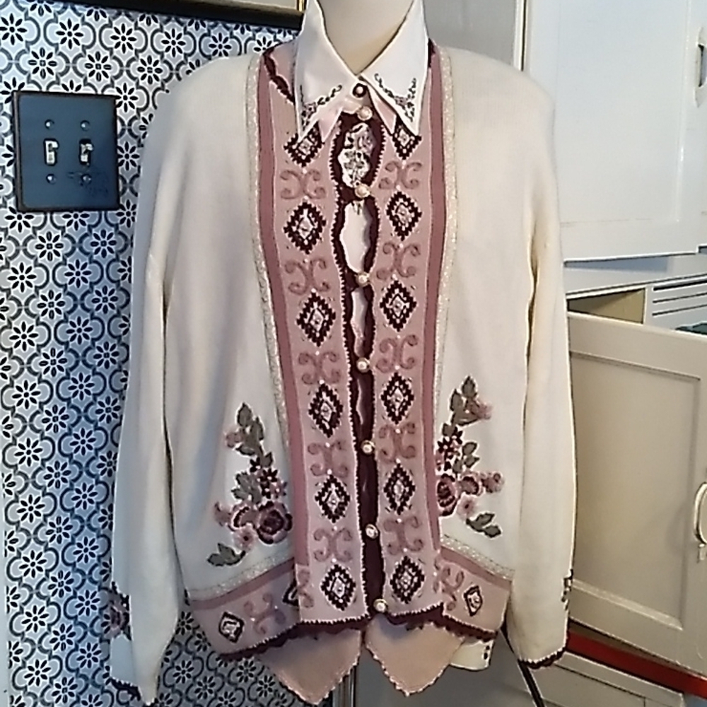 Koret 3 piece ladies shirt sweater vest and cardigan set 16
